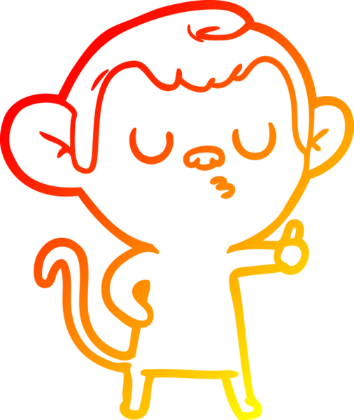 Bir insan tarafından çizilen sakin maymun çizgi çizimi.