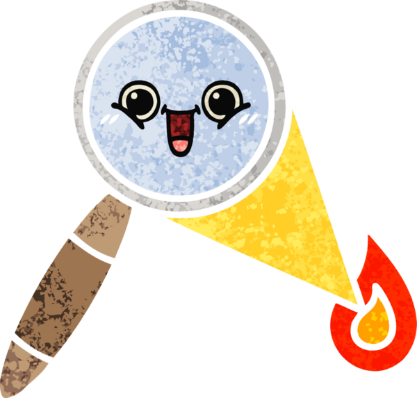 Bir insan tarafından çizilmiş bir büyüteçin retro çizim tarzı karikatürü