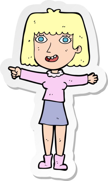 Bir insan tarafından çizilmiş mutlu bir kadının çıkartması.