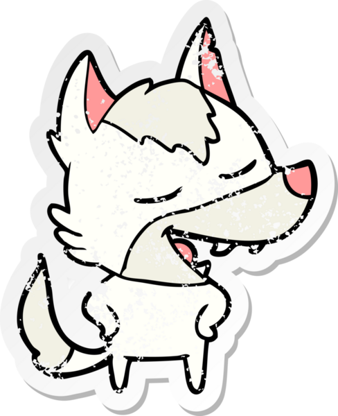 Bir insan tarafından çizilmiş bir karikatür kurdunun sıkıntılı çıkartması.