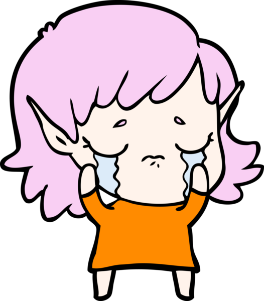 Bir insan tarafından çizilmiş ağlayan elf kızı.