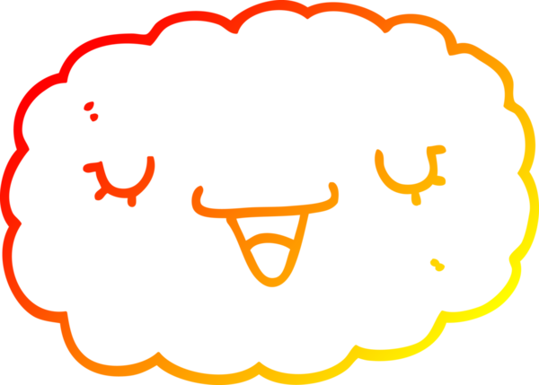 Bir insan tarafından çizilen karikatür bulutunun sıcak gradyan çizimi