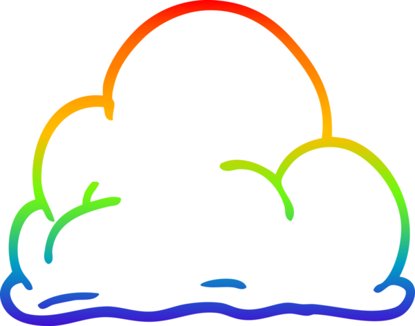 gökkuşağı gradyan çizgi çizimi bir insan tarafından çizilmiş kabarık beyaz bulutlar