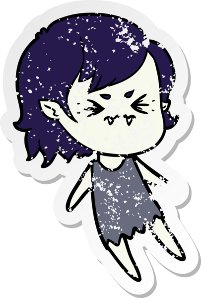 Bir insan tarafından çizilmiş rahatsız bir vampir kızın sıkıntılı çıkartması.