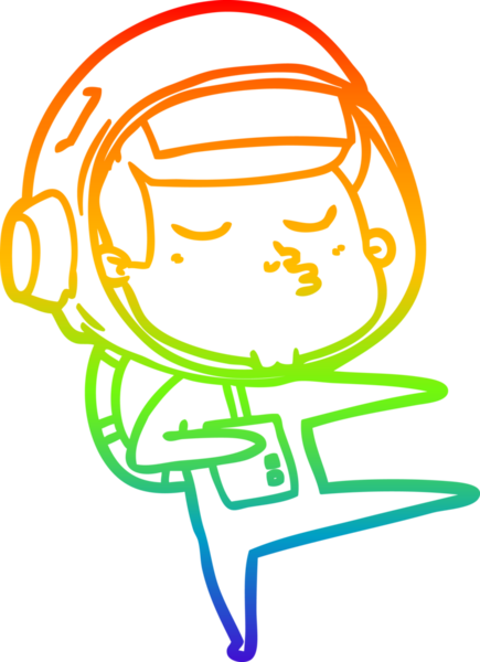 gökkuşağı gradyan çizimi bir çizgi insan tarafından çizilmiş kendinden emin astronot