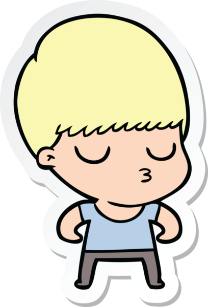 Bir insan tarafından çizilmiş sakin bir çocuğun çıkartması.