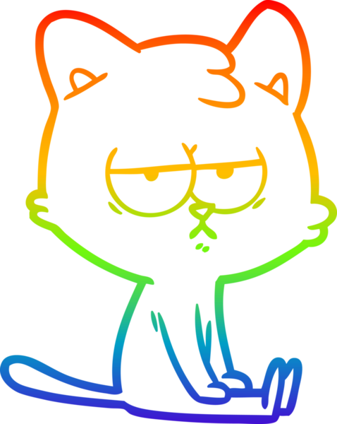 gökkuşağı gradyan çizimi bir insan tarafından çizilmiş sıkılmış çizgi film kedisi