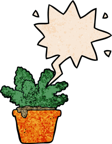 Bir insan tarafından çizilmiş eski moda konuşma baloncuklu çizgi film bitkisi.