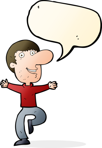 Bir insan tarafından çizilmiş konuşma balonlu mutlu adam çizgi filmi.