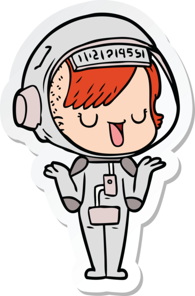 Bir insan tarafından çizilmiş astronot bir kadının çıkartması.