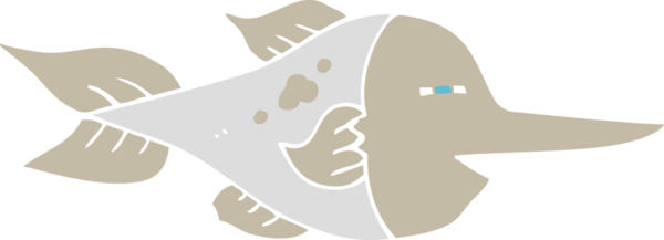 Bir insan tarafından çizilmiş kılıç balığının düz renk çizimi