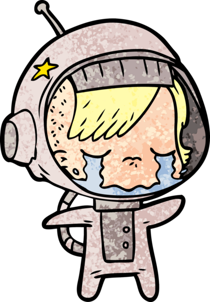 Bir insan tarafından çizilmiş ağlayan astronot kız.