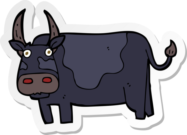 Bir insan tarafından çizilmiş bir çizgi film boğasının çıkartması.