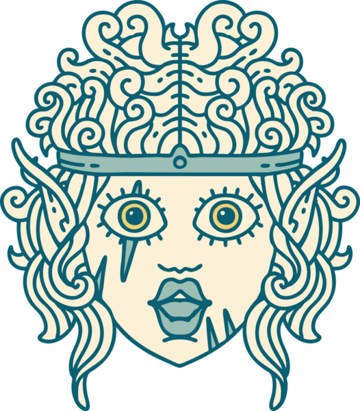 Retro Dövme Tarzı Bir insan tarafından çizilmiş barbar karakter yüzü