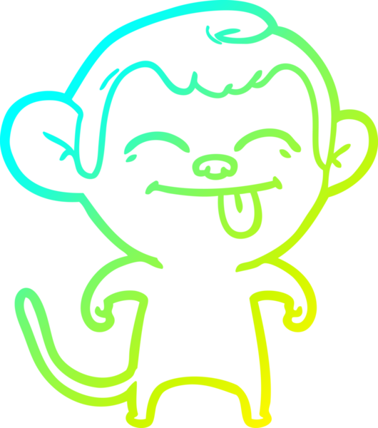 Bir insan tarafından çizilmiş komik bir çizgi maymunun soğuk eğim çizgisi.