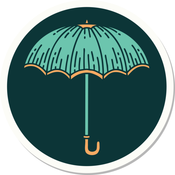 Bir insan tarafından çizilmiş geleneksel bir şemsiye stili dövme çıkartması.