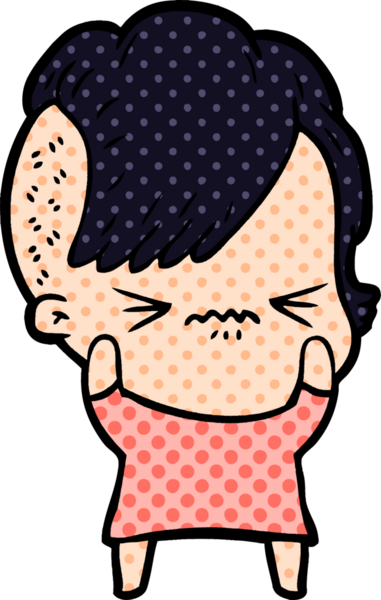 Çizgi film, bir insan tarafından çizilmiş sinirli hippi kız.