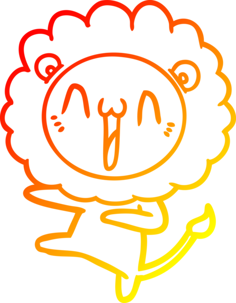 Bir insan tarafından çizilmiş mutlu çizgi film aslanının sıcak çizgi çizimi