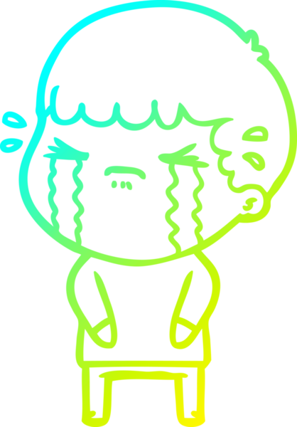 Bir insan tarafından çizilmiş ağlayan bir çizgi film karakteri çizimi.