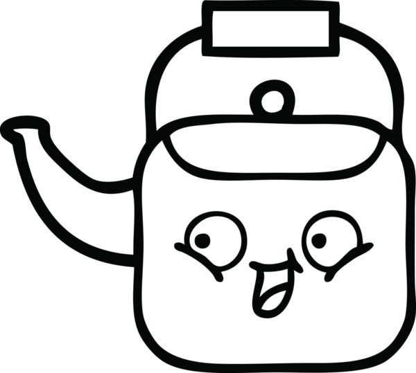 Bir insan tarafından çizilmiş bir çaydanlığın çizgi çizimi