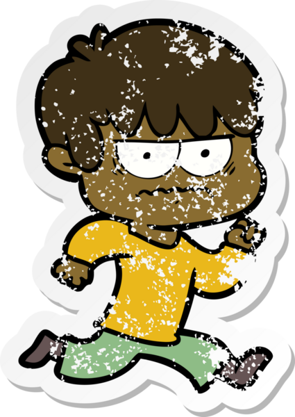 Bir insan tarafından çizilmiş kızgın bir çizgi film çocuğunun sıkıntılı çıkartması.