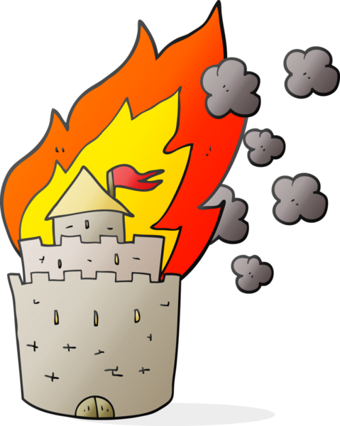 Bir insan tarafından çizilmiş karikatür yakma kalesi.