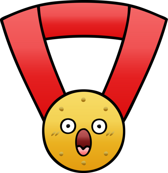 Bir insan tarafından çizilmiş altın madalyanın gölgelenmiş karikatürü.