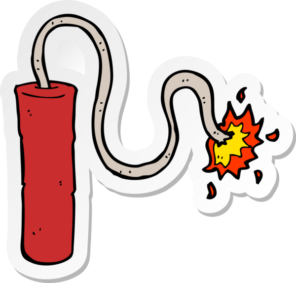 Bir insan tarafından çizilmiş karikatür dinamit çıkartması.