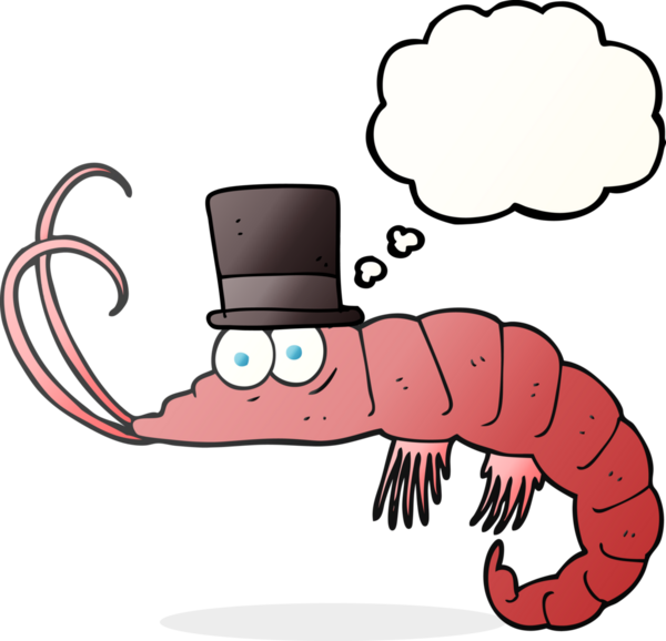 Bir insan tarafından çizilmiş serbest çizim baloncuklu karides.