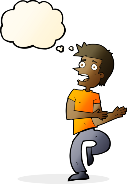 Çizgi film, bir insan tarafından çizilmiş düşünce balonlu adamı strese sokuyor.