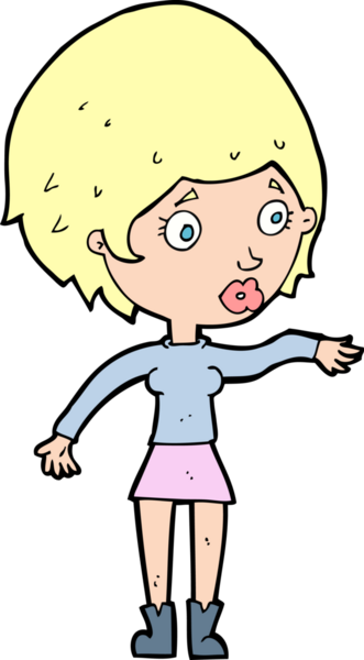 Çizgi filmdeki endişeli kadın bir insan tarafından çizilmiş.