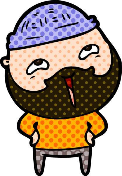 Bir insan tarafından çizilmiş mutlu sakallı bir adam.