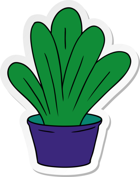 Bir insan tarafından çizilmiş yeşil bir bitkinin el çizimi karikatürü.