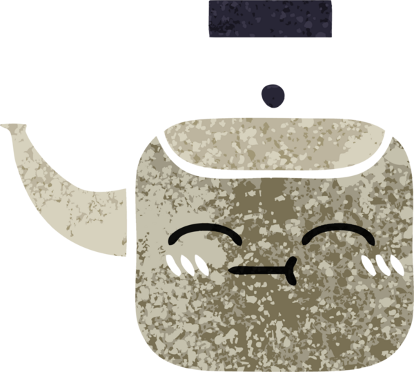 Bir insan tarafından çizilmiş bir çaydanlığın retro çizim tarzı karikatürü