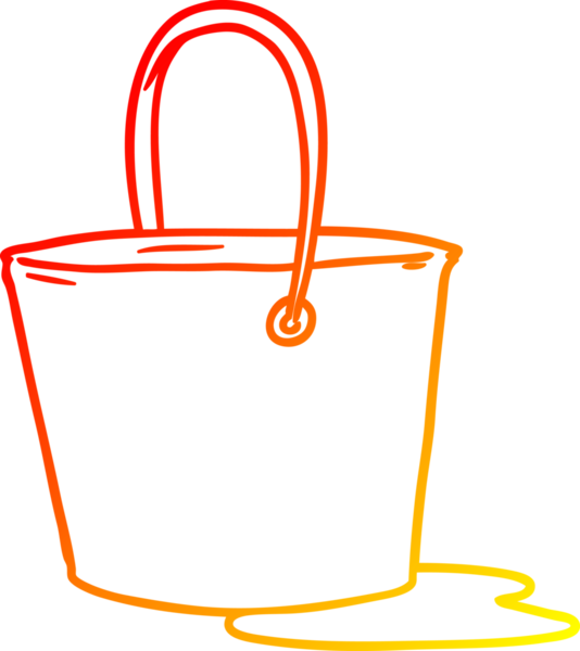 Bir insan tarafından çizilmiş bir kova suyun sıcak gradyan çizgisi