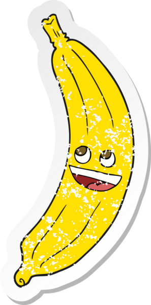 Bir insan tarafından çizilmiş karikatür muzunun gerilimli yapıştırması.