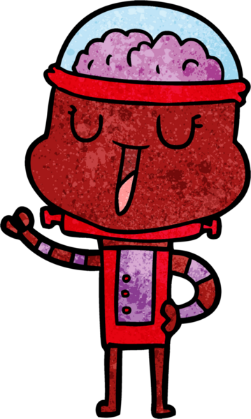 Bir insan tarafından çizilmiş mutlu çizgi film robotu