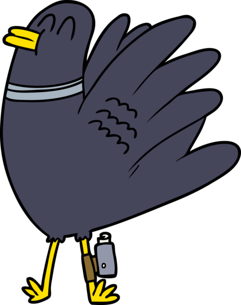 Bir insan tarafından çizilmiş çizgi film kuşu.