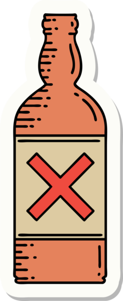 Bir insan tarafından çizilmiş geleneksel bir şişe dövmesi.