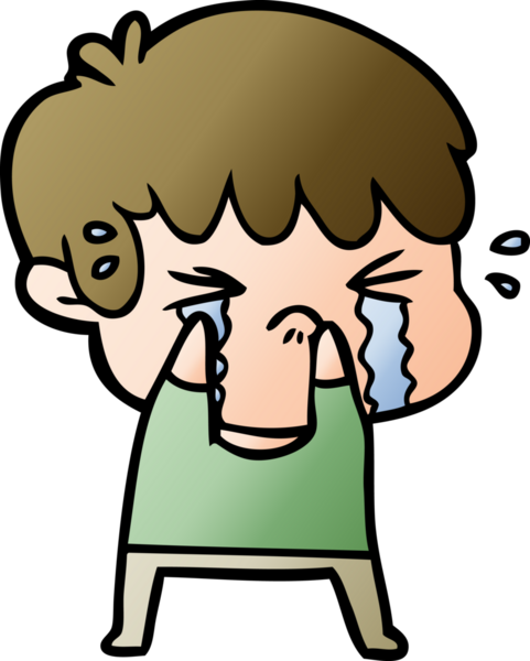 Bir insan tarafından çizilmiş ağlayan çizgi film çocuğu.