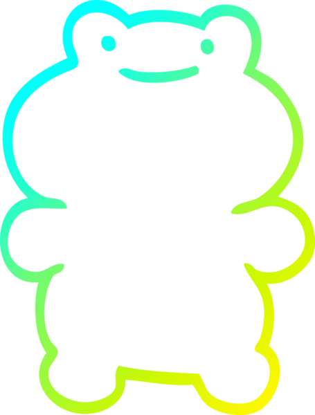 Bir insan tarafından çizilmiş bir kurbağanın soğuk çizgi çizimi.