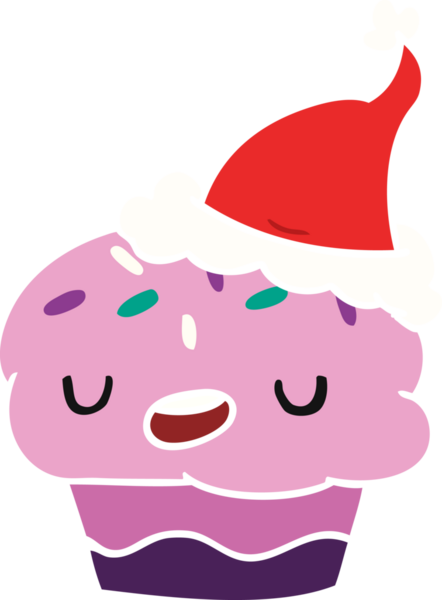 Bir insan tarafından çizilmiş Kawaii kekinin Noel karikatürü.