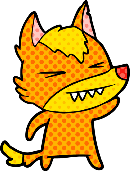 Bir insan tarafından çizilmiş tilki çizgi film karakteri