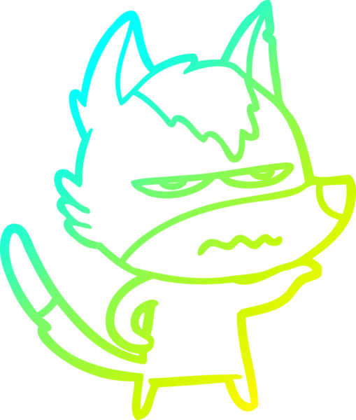 Bir insan tarafından çizilmiş, kızgın bir kurdun soğuk çizgi çizimi.