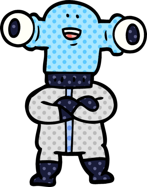 Bir insan tarafından çizilmiş dostane bir uzaylı çizgi filmi.