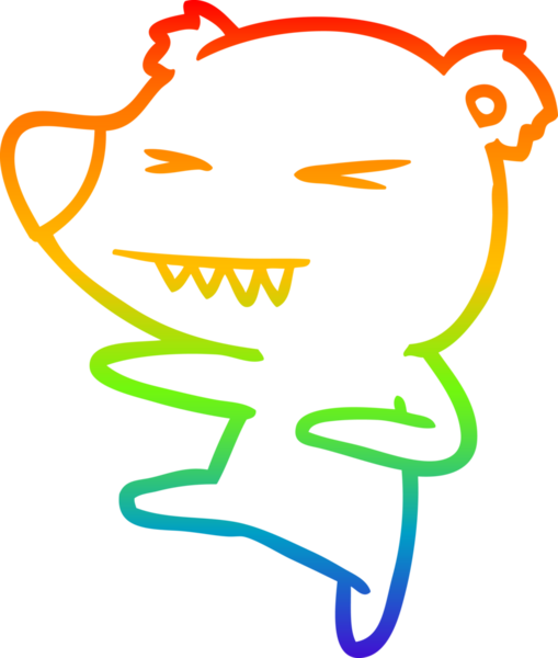 Tekme atan kutup ayısı karikatürünü çizen gökkuşağı gradyanı.