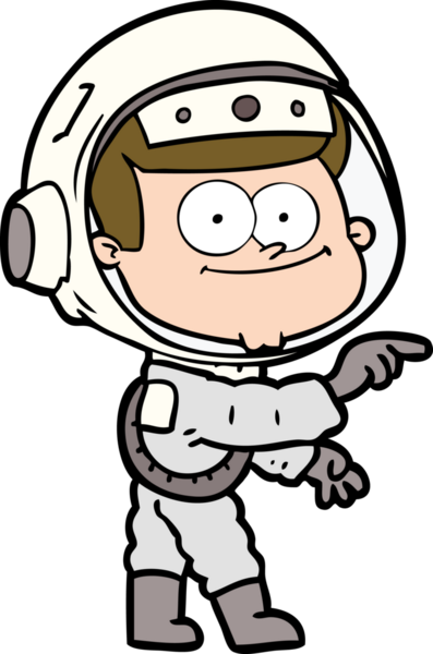 Bir insan tarafından çizilmiş mutlu astronot çizgi filmi.