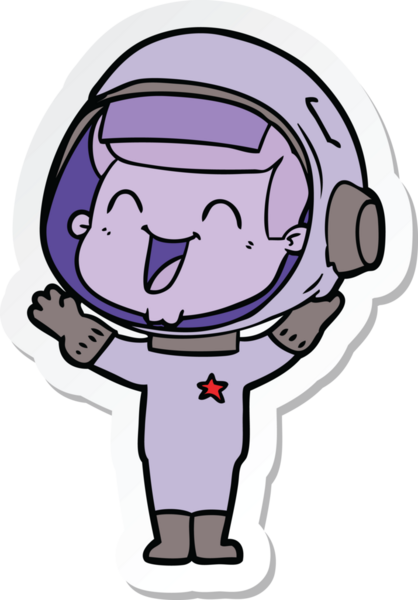 Bir insan tarafından çizilmiş mutlu bir astronotun çıkartması.