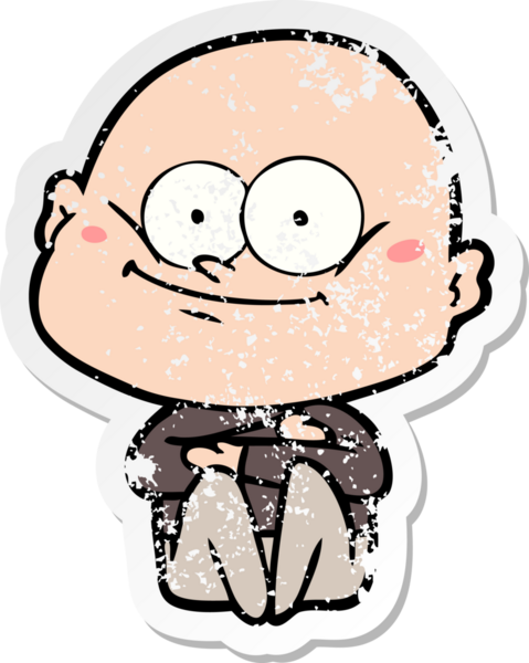 Bir insan tarafından çizilmiş kel bir adamın sıkıntılı çıkartması.