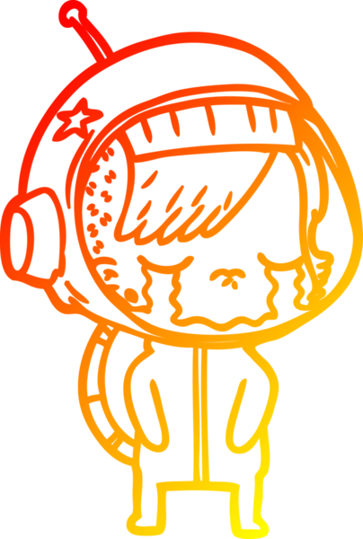 Bir insan tarafından çizilmiş, ağlayan astronot bir kızın sıcak çizgi çizimi